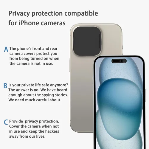 Vista 7 de Funda de privacidad compatible con 15 Pro/iPhone 15 Pro Max con cubierta de cámara frontal, protege la privacidad y la seguridad, pero no afecta
