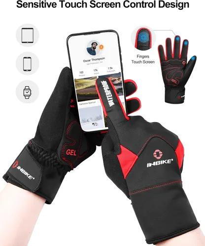 Vista 5 de INBIKE Men's Winter Cold Weather Thermal Windproof Gel Bike Gloves