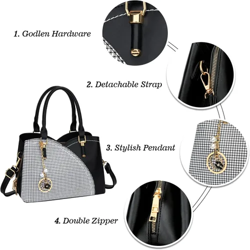 Vista 4 de KKXIU Monederos y bolsos de mano con triple compartimento para mujer, bolso de mano con asa superior