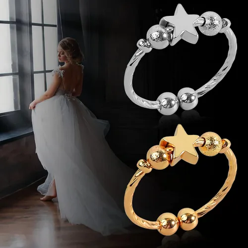 Vista 2 de Anillo de cóctel unisex para adultos alianzas de boda para aliviar el estrés y la ansiedad para hombres y mujeres anillo para mujer anillos