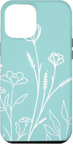 Vista 6 de iPhone 15 lindo verano flores silvestres diseño en azul verde pastel caso