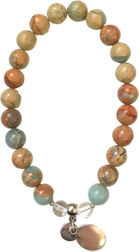 Vista 2 de Pulsera del zodiaco Tauro para mujer con signo lunar y elementos de la tierra para la paz