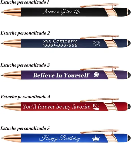 Vista 3 de Bolígrafos personalizados a granel, bolígrafos personalizados con nombre/logotipo en ambos lados, regalo de tinta negra, bolígrafo grabado con lápiz