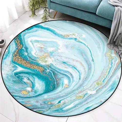 Vista 32 de Tapete redondo de mármol verde esmeralda, lavable, pequeño círculo, para dormitorio, sala de estar, alfombra moderna abstracta circular, 2 pies