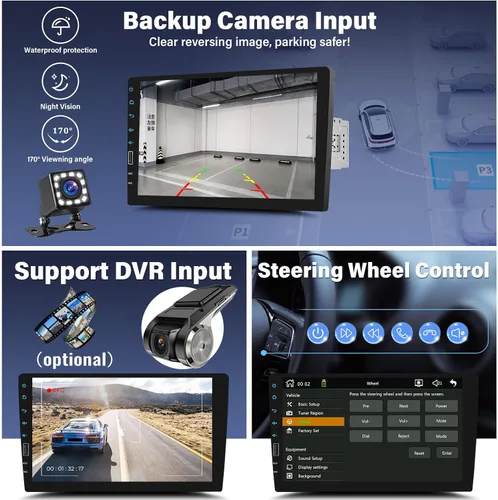 Vista 6 de UNITOPSCI 9 pulgadas único DIN inalámbrico Apple CarPlay Android Auto coche estéreo pantalla táctil Bluetooth FM receptor de radio de coche espejo