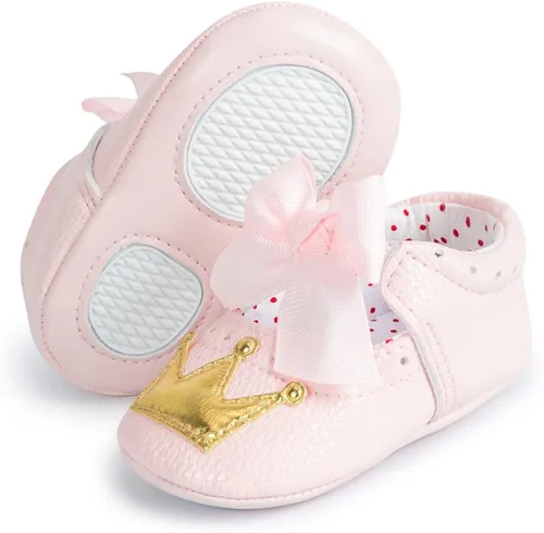 Vista 3 de Zapatos planos de princesa suaves para bebés, zapatos planos para boda, Mary Jane, antideslizantes, para recién nacidos, bautizo, suela con textura