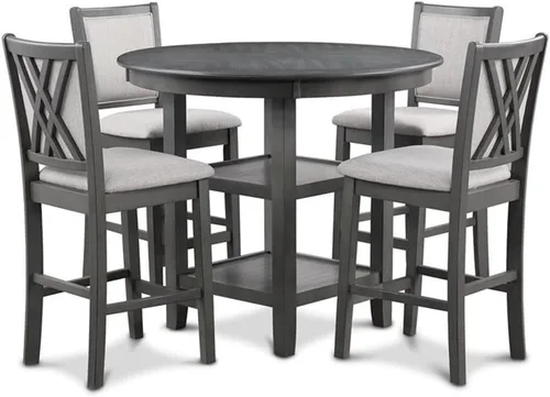 Vista 4 de New Classic Furniture Amy - Juego de mesa de comedor de 5 piezas, color gris