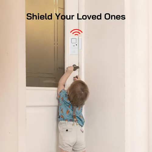 Vista 5 de Alarmas de puerta para seguridad del hogar, paquete de 4 sensores de alarma de ventana con campanilla ajustable Alarma de 110 dB, volumen