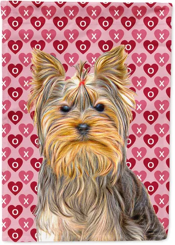 Vista 317 de Caroline's Treasures SS4484GF Bandera de jardín con diseño de bulldog inglés y corazones para el Día de San Valentín, bandera decorativa para patio