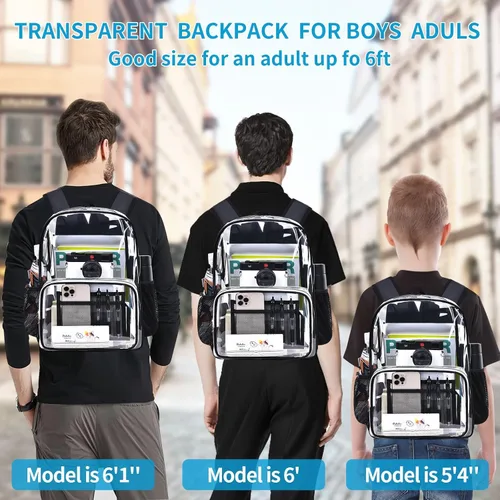 Vista 7 de BYXEPA Mochila transparente resistente TPU transparente, Negro