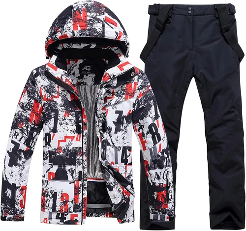 Vista 7 de Conjunto de chaqueta y pantalón de esquí para hombre, trajes de esquí impermeables para hombre, chaqueta de snowboard, traje de nieve cálido