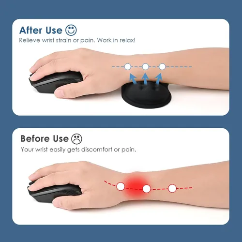 Vista 3 de VANKEY Reposamuñecas para ratón, almohadilla de escritorio para ratón, cómodo soporte de muñeca para ratón de computadora, reposamuñecas ergonómico