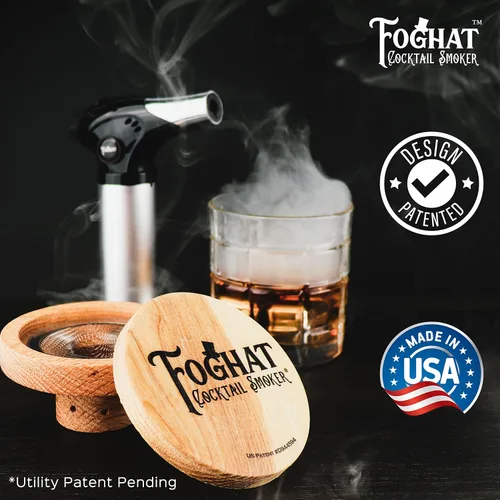 Vista 6 de Foghat Cocktail Smoker - Kit ahumador de cócteles Foghat con combustible de virutas de madera de roble de barricas de whiskey bourbon, nogal ginebra