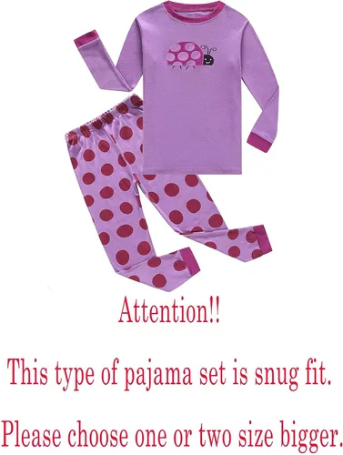 Vista 2 de KikizYe Conjunto de pijama de manga larga para niñas, 100% algodón