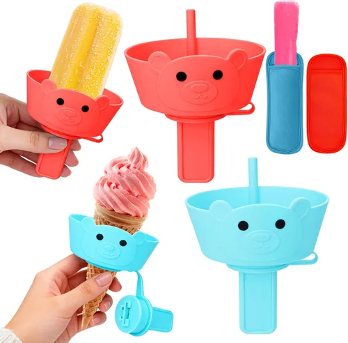 Vista 13 de AIERSA Juego de 12 soportes para paletas y fundas para paletas de hielo para niños, sin goteo, soporte de silicona para paletas con popote y fundas