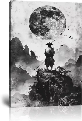 Vista 11 de Arte de pared de samurái japonés para sala de estar y dormitorio, impresiones en lienzo japonesas, póster samurái, arte enmarcado listo para colgar