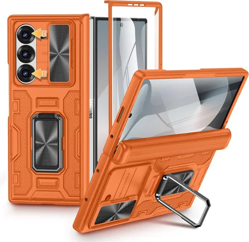 Vista 45 de VEGO Funda para Galaxy Z Fold 4 con Cubierta de Cámara Deslizante y Protección de Bisagra Funda con Protector de Pantalla Soporte Magnético de 360°