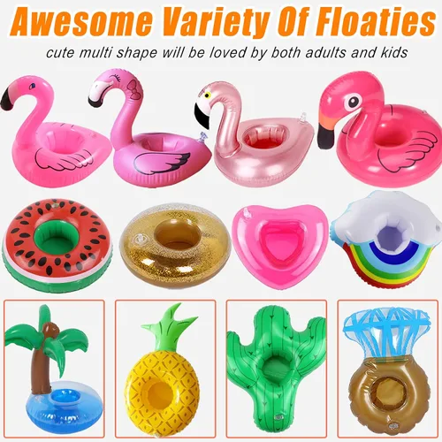 Vista 2 de Soporte inflable para bebidas, paquete de 25 flotadores, varios diseños, flotadores, portavasos para bebidas para despedida de soltera, fiesta