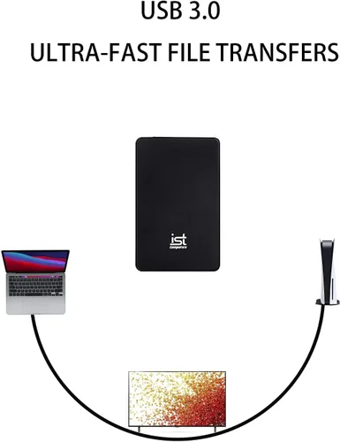 Vista 4 de ist computers Disco duro externo de 500 GB, USB 3.0, almacenamiento HDD portátil ultradelgado para PC y Mac, computadora de escritorio, PS4, PS5