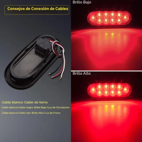 Vista 7 de LIMICAR 4 luces traseras ovaladas rojas y 2 blancas, kit de luces planas de 6 pulgadas, luces traseras LED para camiones, luces traseras de remolque
