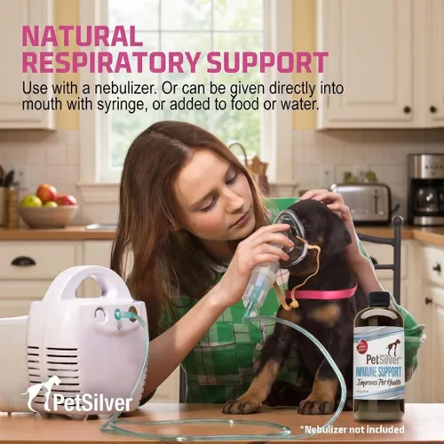 Vista 3 de PetSilver Apoyo inmunológico, solución nebulizadora natural, promueve la salud respiratoria en gatos y perros, alergias, tratamiento de senos