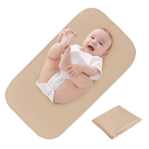 Vista 6 de Elantrip Cambiador para cama – Cambiador de cuero para bebé, cambiador portátil para bebé, cambiador de pañales compacto, se adapta a bolsa