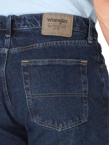 Vista 5 de Wrangler Authentics pantalones cortos de jean clásicos con cinco bolsillos de ajuste relajado para hombre Dark Rinse