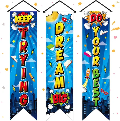 Vista 8 de Chiisong Cartel de fiesta de cumpleaños de 6 a 7 años, 3 piezas con temática de memes, carteles de cumpleaños de 7º porche, decoración de pared