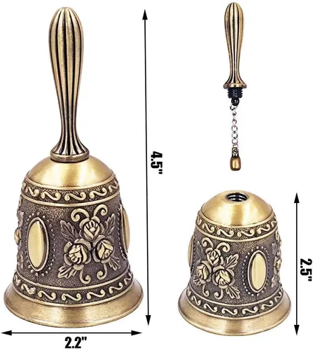 Vista 2 de Hourwof - Campana de mano, metal para boda y Navidad, color bronce
