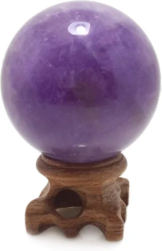 Vista 4 de Polar Jade Esfera de cristal de amatista con soporte de 1.969 in de diámetro, bolas de piedra protectora raras para decoración, curación