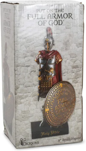 Vista 3 de Dicksons Armor of God - Figura de mesa de soldado romano de 9 x 5 pulgadas, resinstone roja