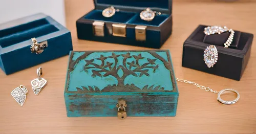 Vista 4 de Gran idea de regalo de cumpleaños, caja de joyería decorativa hecha a mano de madera para tallar el árbol de la vida, cerradura y llave, organizador