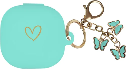 Vista 16 de Compatible con Samsung Galaxy Buds FE/Buds 2 / Buds Pro/Buds Live/Buds 2 Pro, funda de silicona suave con patrón de corazón dorado con bonito Negro