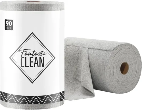 Vista 21 de Fantasticlean Rollo de paño de limpieza de microfibra, paquete de 40, toallas de microfibra extraíbles, 12 x 12 pulgadas, reutilizables, lavables