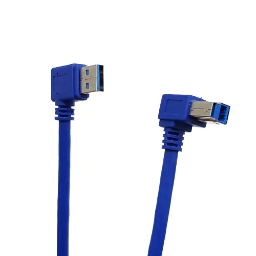 Vista 2 de Seadream Cable de impresora USB3.0 en ángulo; paquete de 2 conectores USB 3.0 A macho SuperSpeed de 90 grados en ángulo izquierdo a USB 3.0 B, cable