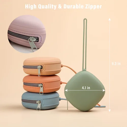Vista 3 de Funda de silicona para chupete, paquete de 2 (rubor, lila polvoriento) Baby Binky - Funda de silicona para guardar pañales, portátil, de gran