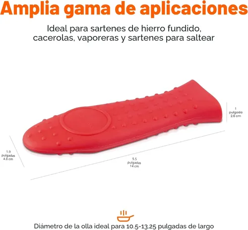Vista 4 de Amazon Basics Soporte de silicona para olla, sartén caliente, funda rectangular para cocina, color rojo, 5.6 pulgadas de largo x 1.9 pulgadas