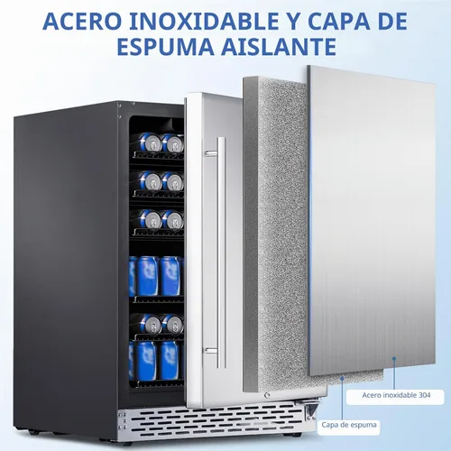 Vista 8 de Refrigerador de bebidas 24Inch 172 latas para interior/exterior Metal plateado