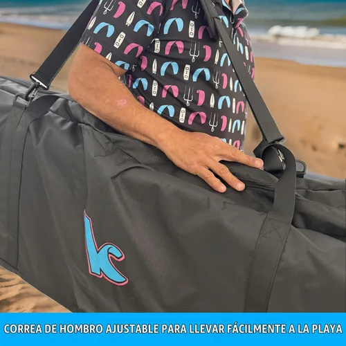 Vista 5 de Bolsa de viaje acolchada para kitesurf, se adapta hasta 57.1 in, capacidad para 2 tablas o 1 tabla + 2 cometas
