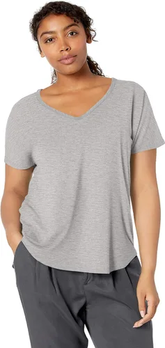 Vista 3 de Daily Ritual - Camiseta larga de manga corta con cuello en V para mujer