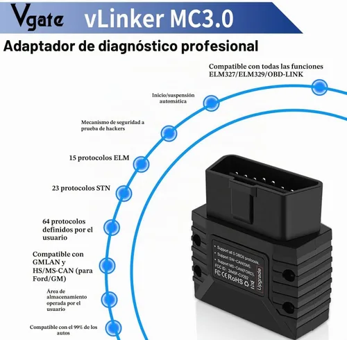 Vista 5 de Vgate vLinker MC Bluetooth 3.0 OBD2 escáner lector de código herramienta de escaneo de diagnóstico para Android y Windows, negro