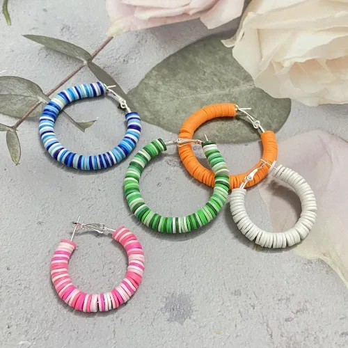 Vista 5 de 5000 cuentas de arcilla gris oscuro de arcilla polimérica Heishi cuentas espaciadoras planas redondas para pulseras, aretes, collares, manualidades