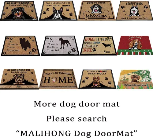 Vista 6 de Tapete personalizado con nombre de perro que mira al perro Cocker Spaniel, todos los invitados deben ser aprobados por alfombras para decoración