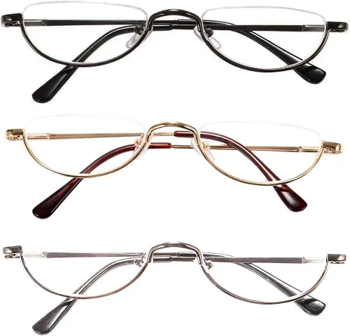 Vista 9 de Gafas de Lectura de Media Montura - 4 Pares de Gafas con Marco de Metal de Media Montura con Bisagra de Resorte Lectores para Hombres y Mujeres
