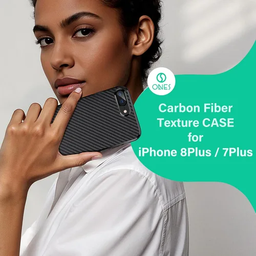 Vista 8 de ONES Funda delgada para iPhone 8 Plus / 7 Plus, cubierta de patrón de fibra de carbono, funda protectora a prueba de golpes con diseño minimalista