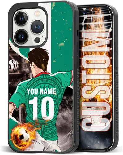 Vista 28 de Fundas personalizadas con nombre y número de fútbol para iPhone 11, 12, 13, 14, 15, 16, 17, 16 Pro Max Plus Mini, Samsung Galaxy Note10 Note20 S8 9