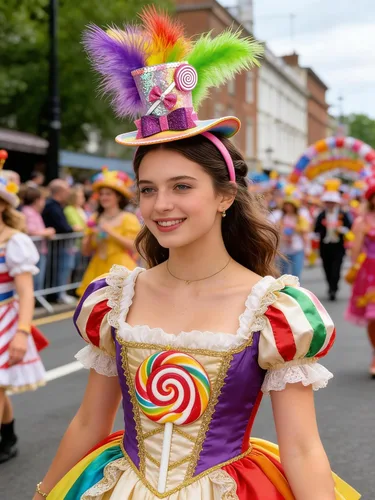 Vista 5 de Sweet Mini Top Hat Lollipop Diadema con plumas Disfraz de sombrero loco Accesorio de disfraz de caramelo para Mardi Gras, Halloween, fiesta de té