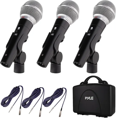 Vista 8 de Pyle Kit de micrófono dinámico profesional de 3 piezas, micrófono cardioide unidireccional vocal de mano con funda de transporte rígida y bolsa