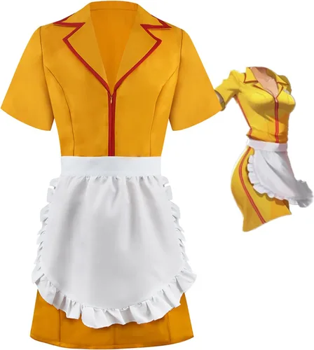 Vista 6 de GOLDSTITCH Uniforme de camarera para mujer, disfraz de fiesta B-amarillo