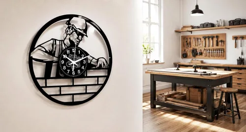Vista 5 de Herramientas de trabajo de reloj de pared Diseño para constructores Decoración de taller